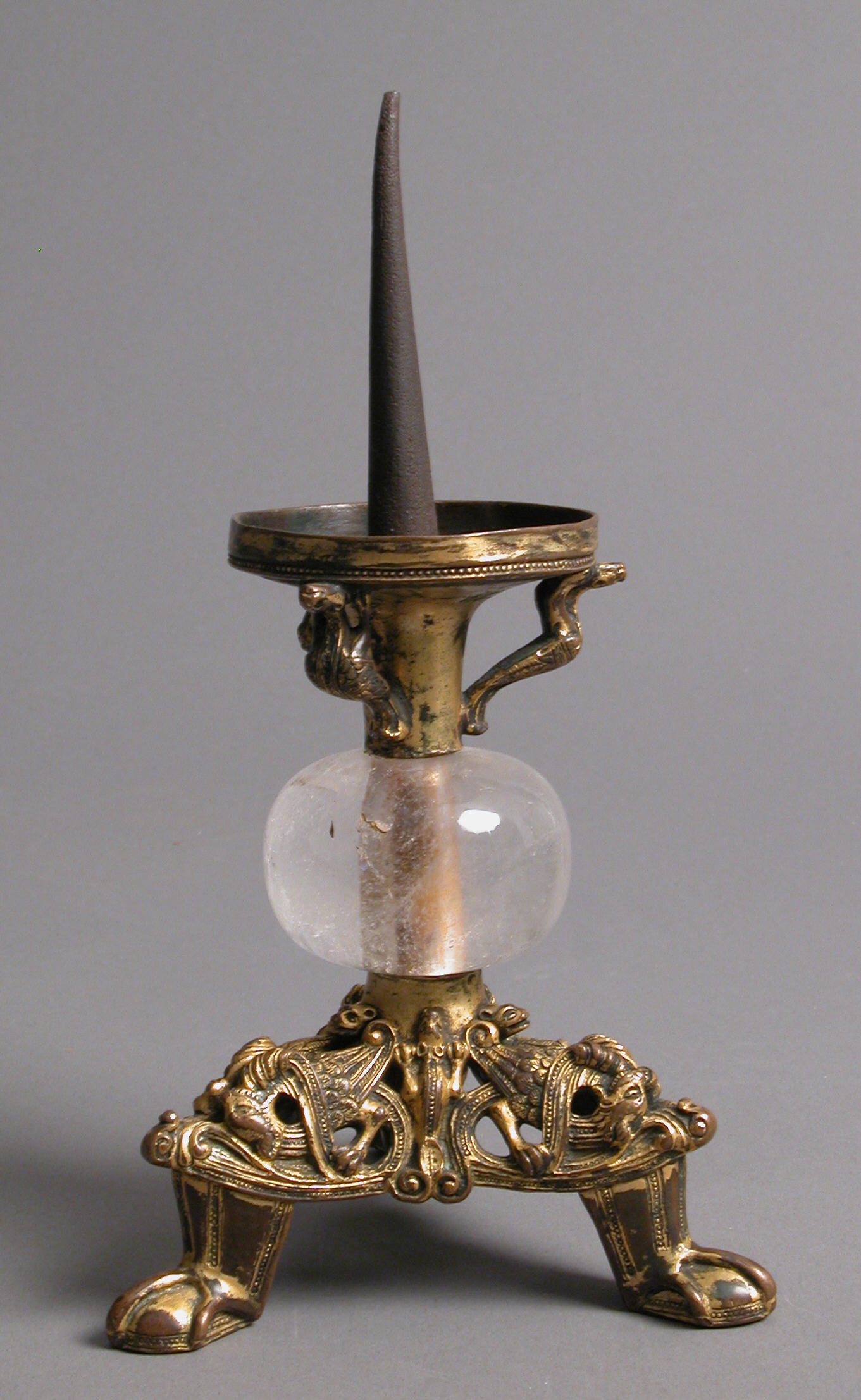 Pricket Candlestick with Fantastic Creatures, South Netherlandish