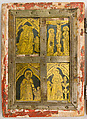 Reliquary Diptych, Verre églomisé, polychromy, wood, metal, and possible human remains, Central Italian
