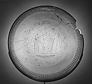 Glass Dish with an Engraving of the Raising of Lazarus, Green Glass, engraved, Late Roman