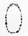 Gold Necklace with Amethysts, Glass, and Gold Beads, Gold, amethyst, (colored glass or rock crystal and emerald) beads, Byzantine