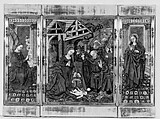 Three plaques from a triptych with the Adoration of the Shepherds, Flanked by the Angel Gabriel and the Virgin Annunciate, Workshop of Master of the Triptych of Louis XII (ca. 1490–ca. 1515), Painted enamel, copper, French