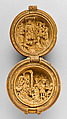 Prayer Bead with the Queen of Sheba Visiting King Solomon and the Adoration of the Magi, Boxwood, Netherlandish