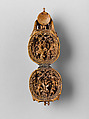 Prayer Bead in the Form of a Skull with the Entry into Jerusalem and the Carrying of the Cross, Fruitwood, German (?)