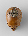 Prayer Bead in the Form of a Skull with the Entry into Jerusalem and the Carrying of the Cross, Fruitwood, German (?)