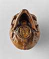 Prayer Bead in the Form of a Skull with the Entry into Jerusalem and the Carrying of the Cross, Fruitwood, German (?)