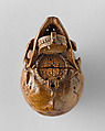 Prayer Bead in the Form of a Skull with the Entry into Jerusalem and the Carrying of the Cross, Fruitwood, German (?)