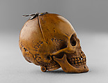 Prayer Bead in the Form of a Skull with the Entry into Jerusalem and the Carrying of the Cross, Fruitwood, German (?)