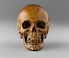 Prayer Bead in the Form of a Skull with the Entry into Jerusalem and the Carrying of the Cross, Fruitwood, German (?)