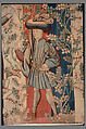 Courtiers in a Rose Garden: A Lady and Two Gentlemen, Wool warp; wool, silk, metallic weft yarns, South Netherlandish