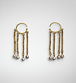 Earring (one of a pair), Gold, pearls, Byzantine