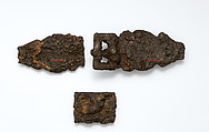 Belt Buckle, Iron with silver inlay and copper alloy rivets, Frankish