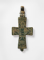 Reliquary Cross with Christ and the Virgin, Copper alloy, Byzantine