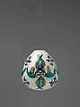 Egg-Shaped Ornament, Frit body with green, yellow, blue and brownish black underglaze painting, Armenian