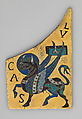 Plaque with the Symbol of the Evangelist Luke, Copper: cut and gilt; champlevé and cloisonné enamel: black, lapis and lavender blue, turquoise, green, red, white, pinkish white, semi-translucent wine red., French