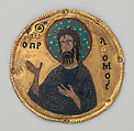 Medallion with Saint John the Baptist from an Icon Frame, Gold, silver, and enamel worked in cloisonné, Byzantine