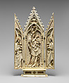 Triptych with the Coronation of the Virgin, Elephant ivory with polychromy, gilded decoration, and metal mounts, German