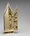 Triptych with the Coronation of the Virgin, Elephant ivory with polychromy, gilded decoration, and metal mounts, German