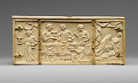 Box with the Parable Prodigal Son and Scenes of Lovers, Elephant ivory, French