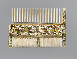 Comb, Elephant ivory, paint and gilding, French or Italian