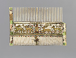 Comb, Elephant ivory, paint and gilding, French or Italian