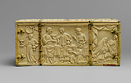 Box with the Parable Prodigal Son and Scenes of Lovers, Elephant ivory, French