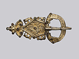 Plate, Loop, and Tongue of Belt Buckle, Gilded silver with garnets, Ostrogothic