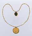 Necklace with Gold Marriage Medallion and Hematite Amulet, Gold wrought and worked in repoussé and hematite, Byzantine