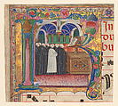 Monks Singing in an Initial "K" from a Choir Book, Bartolomeo Gossi da Gallarate (or Circle of), Tempera, ink, and gold on parchment, Italian