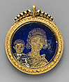 Gold Glass Medallion with a Mother and Child, Glass, gold leaf, Roman