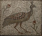 Mosaic with a Peacock and Flowers, Tesserae mounted in metal frame, Roman or Byzantine