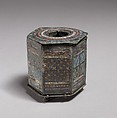 Six-Sided Box, Champlevé enamel, bronze, inlaid with millefiore enamel, Late Roman