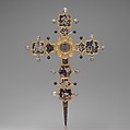 Reliquary Cross, Translucent enamel, silver, silver-gilt, rock crystal, glass, iron tang, Italian