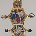 Reliquary Cross, Translucent enamel, silver, silver-gilt, rock crystal, glass, iron tang, Italian