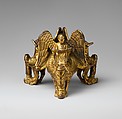 Base of an Altar Cross with Reading Angels Sitting on Dragons and Standing Church Fathers, Copper alloy, cast and gilt, North Italian