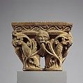 Double Capital with Masks and Birds, White marble, French