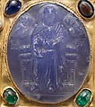 Pendant Brooch with Cameo of Enthroned Virgin and Child and Christ Pantokrator, Chalcedony cameo; gold mount with pearls, emeralds, garnets, sapphires, and a sardonyx intaglio, Byzantine
