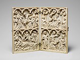 Diptych, Elephant ivory with metal mounts, French