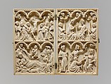 Diptych, Elephant ivory with metal mounts, French