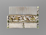 Comb, Elephant ivory, paint and gilding, French or Italian