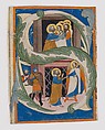 Initial S with Saint Peter Liberated from Prison, Tempera, gold, and ink on parchment, Italian