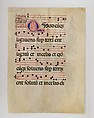 Manuscript Leaf with Saint Benedict Resuscitating a Boy in an Initial D, from an Antiphonary, Master of the Riccardiana Lactantius, Tempera, ink, and gold on parchment, Italian