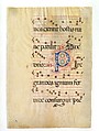 Manuscript Leaf with Saint John Gualbert in an Initial S, from an Antiphonary, Tempera, ink, and gold on parchment, Italian