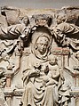 Relief with Enthroned Virgin and Child surrounded by Angels, Limestone (Wackestone from Veneto or Friuli), traces of polychromy, North Italian