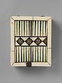 Game Box, Bone, wood, stain over wood core with paper and textile lining, metal mounts, Italian
