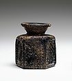 Hexagonal Pilgrim's Jar with Jewish Symbol, Mold-blown glass, Byzantine