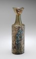 Yellow-Green Hexagonal Glass Bottle with a Stylite Saint, Moulded glass, Byzantine