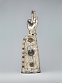 Arm Reliquary, Silver, silver-gilt, glass and rock crystal cabochons over wood core, French