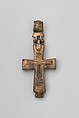 Reliquary Cross with Christ Crucified and the Virgin and Child, Copper alloy, niello, Byzantine