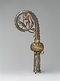 Head of a Crozier with Saint Michael Slaying the Dragon, Champlevé enamel, copper-gilt, glass paste, French