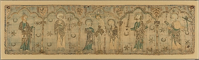 Crucifixion flanked by Saints, Silk, British